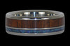 Blue Opal and Hawaiian Koa Titanium Ring - Hawaii Titanium Rings
 - 1