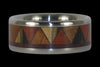Titanium Ring with Tribal Design Wood Inlay - Hawaii Titanium Rings
