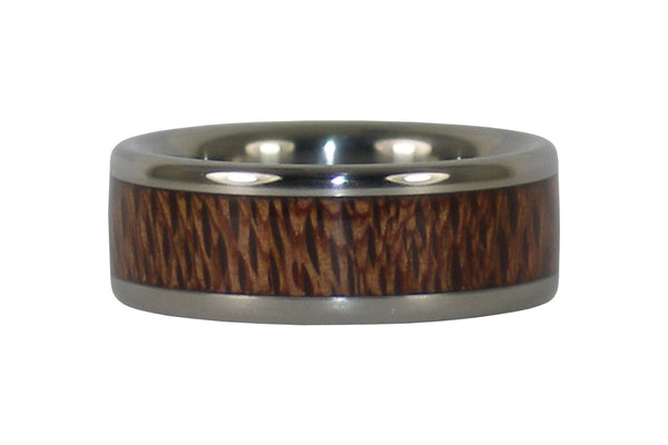 Mac Nut Wood Inlay Titanium Ring