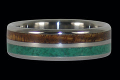 Koa Wood and Malachite Titanium Ring - Hawaii Titanium Rings
