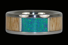 Mango and Blue Lab Opal Titanium Ring - Hawaii Titanium Rings
 - 1