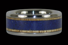 Titanium Rings with Mango Wood and Lapis - Hawaii Titanium Rings
