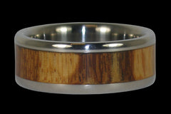 Marble Wood Inlay Titanium Ring Band - Hawaii Titanium Rings
 - 1