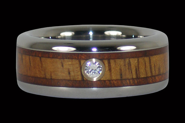 Diamond Hawaii Titanium Ring® with Hawaiian Koa Wood
