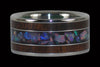 Australian Rainbow Opal and Dark Koa Titanium Rings - Hawaii Titanium Rings
 - 1