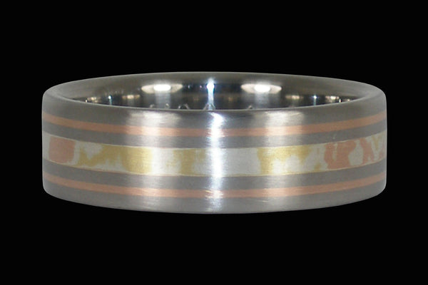Mokumagane and Rose Gold Titanium Ring