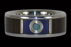 Moon Ring with Mun Ebony and Lapis - Hawaii Titanium Rings
