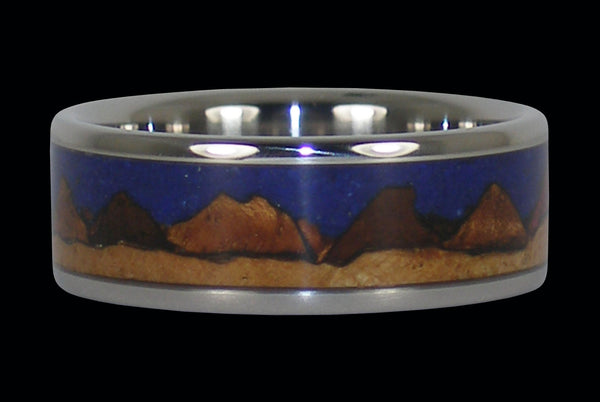 Wood and Stone Mountain Titanium Ring