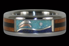 Dolphin Diamond Titanium Ring - Hawaii Titanium Rings
