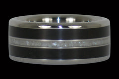 Black Wood and White Pearl Titanium Ring - Hawaii Titanium Rings

