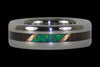 Green Lab Opal and Dark Wood Titanium Rings - Hawaii Titanium Rings
 - 3