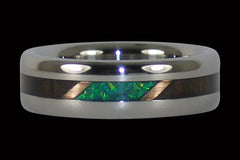 Blackwood and Kiwi Opal Titanium Ring - Hawaii Titanium Rings
