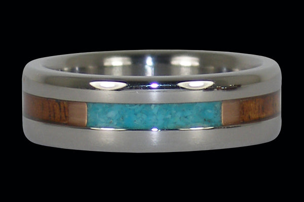 Fire Koa and Turquoise Hawaii Titanium Ring®
