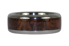 Dark Koa Wood Inlay Titanium Ring Band - Hawaii Titanium Rings - 3