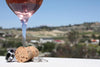 Black wood Titanium Ring with a glass of  wine, cork diamond wedding ring with view - Hawaii Titanium Rings