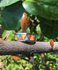 Exotic Wood and Opal Tribal Drum Titanium Ring
