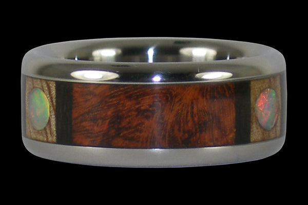 Amboina and Opal Titanium Ring