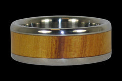 Osage Wood Inlay Titanium Ring Band - Hawaii Titanium Rings
 - 1