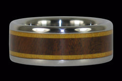 Titanium Ring Band with Osage and Ipe Woods - Hawaii Titanium Rings
