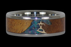 Surfer Koa and Opal Titanium Ring - Hawaii Titanium Rings
 - 1