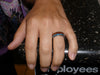 Blue and Green Opal Titanium Ring with Dark Koa Wood - Hawaii Titanium Rings
 - 3