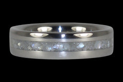 White Pearl Titanium Ring Band - Hawaii Titanium Rings
 - 1
