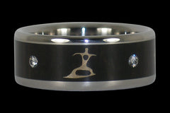 Surfer Black Wood Diamond Ring - Hawaii Titanium Rings
 - 1