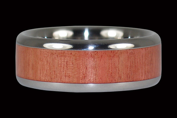 Pink Ivory Wood Inlay Titanium Ring