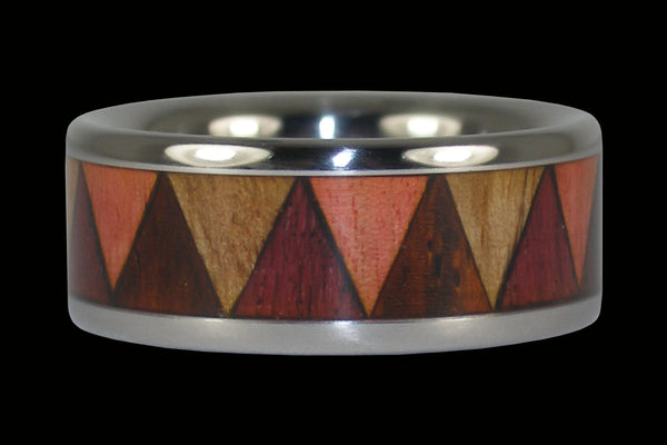 Four Wood Tribal Titanium Ring