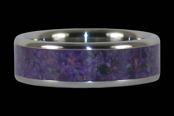 White and Dark Purple Stone Setting Metal Ring - Free Size