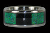 Green Opal and Black Wood Titanium Diamond Ring - Hawaii Titanium Rings
 - 1