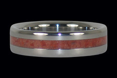 Red Coral Inlay Titanium Ring - Hawaii Titanium Rings
