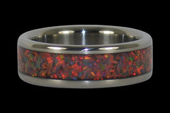 Red Synthetic Opal Titanium Ring - Hawaii Titanium Rings
 - 1