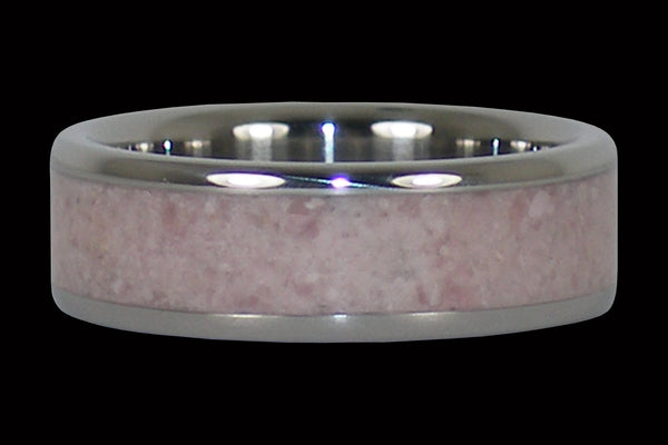 Pale Pink Gemstome Rhodocrosite Titanium Ring Band