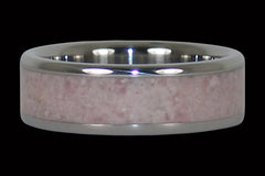 Pale Pink Gemstome Rhodocrosite Titanium Ring Band - Hawaii Titanium Rings
 - 1