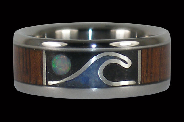 Opal Moon and Wave Titanium Ring