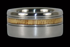 Mango Wood Titanium Ring Band Offset Inlay - Hawaii Titanium Rings
 - 1