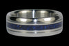 Blue Azurite Titanium Ring Band With Grooves- Hawaii Titanium Rings