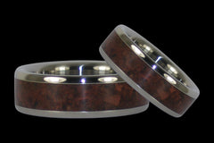 Red Tigers Eye Titanium Ring Set - Hawaii Titanium Rings
 - 1