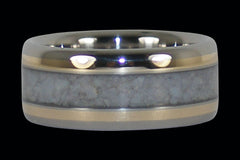 Mother of Pearl and Gold Titanium Ring - Hawaii Titanium Rings
 - 1