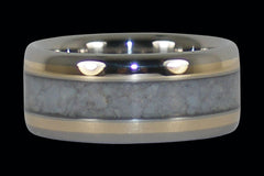 Mother of Pearl and Gold Titanium Ring - Hawaii Titanium Rings
 - 1