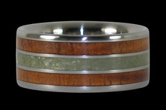 Hawaiian Koa Wood and Peridot Titanium Ring - Hawaii Titanium Rings
 - 1