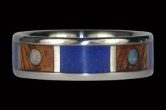 Opal Cabochon Titanium Ring with Koa and Lapis - Hawaii Titanium Rings
 - 1