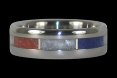 Red White and Blue Stone Titanium Ring - Hawaii Titanium Rings
 - 1
