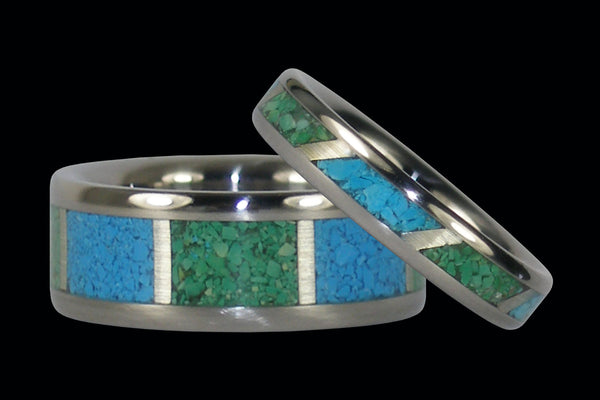 Turquoise Titanium Ring Set