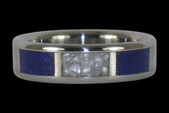 Lapis and Pearl Titanium Ring Band - Hawaii Titanium Rings
