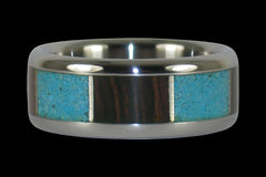 Wenge Wood and Turquoise Titanium Ring - Hawaii Titanium Rings
