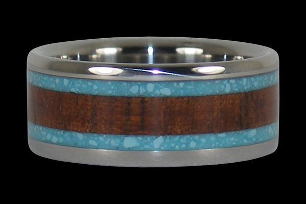 Turquoise and Koa Wood Hawaii Titanium Ring® Band