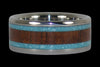 Turquoise and Koa Wood Titanium Band - Hawaii Titanium Rings
 - 1