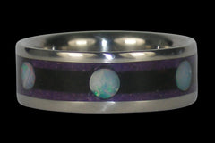 Opal Cab Titanium Ring with Wood and Stone - Hawaii Titanium Rings
